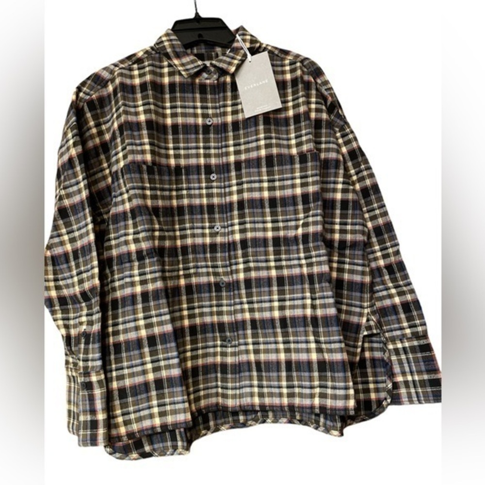 Everlane Women’s Boxy Flannel Shirt‎ Cotton Brown Plaid Size XS NWT Grunge